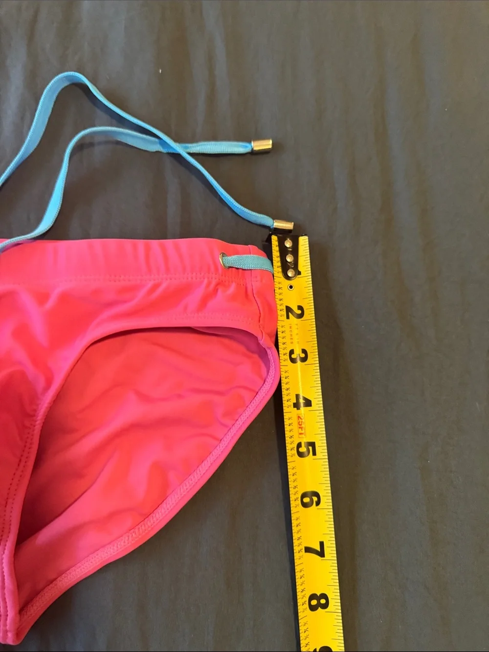 Bright Pink Men’s Swim Brief Blue Drawstring Front Modesty Cup Large by Desmiit
